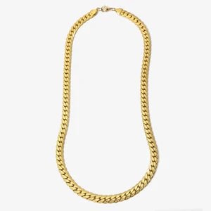 Platte Gourmet Ketting met bewerkte rand 6mm Goudkleurig Staal - Aramat Jewels - RVS Sieraden - Halskettingen - cadeautip