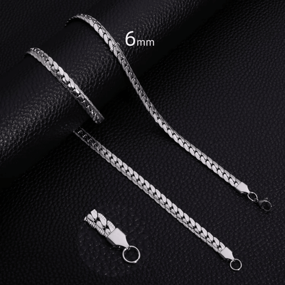 Platte Robuuste Gourmet Ketting 6mm Zilverkleurig Staal - Aramat Jewels - RVS Sieraden - Halskettingen - cadeautip