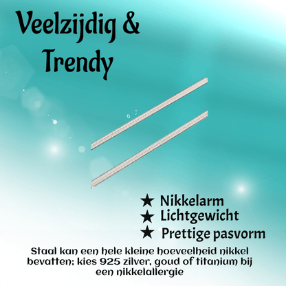 Platte Slangenketting Zilverkleurig Staal - Elegante Snake Chain - Aramat Jewels - RVS Sieraden - Halskettingen - cadeautip