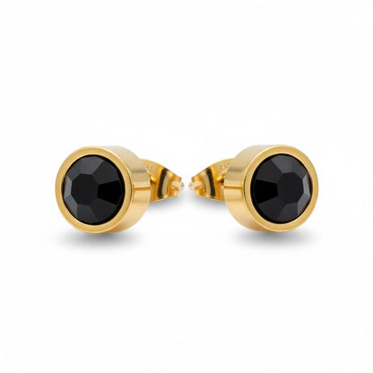 Prachtige Goudkleurige Zwarte Zirkonia Oorbellen - Aramat Jewels - Oorbellen - cadeautip
