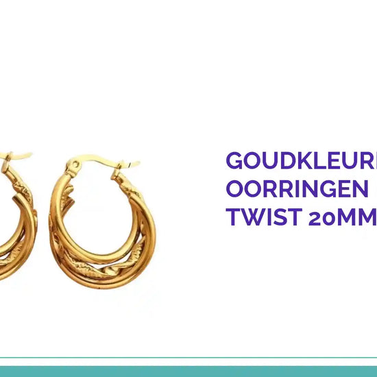 Goudkleurige 3-in-1 Oorringen RVS met Twist 20mm by@Outfy