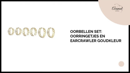Oorbellen Set: Oorringetjes en Earcrawler Goudkleur by@Outfy