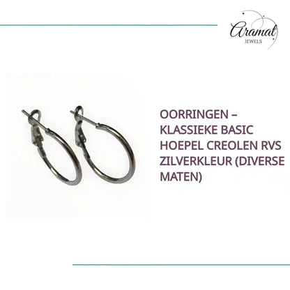 Oorringen &ndash; Klassieke Basic Hoepel Creolen RVS Zilverkleur (Diverse Maten) by@Outfy