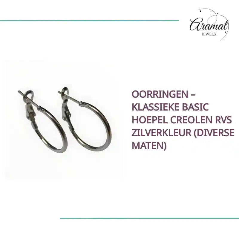 Oorringen &ndash; Klassieke Basic Hoepel Creolen RVS Zilverkleur (Diverse Maten) by@Outfy