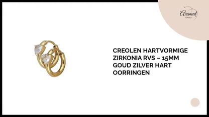 Creolen Hartvormige Zirkonia RVS &ndash; 15mm Goud Zilver Hart Oorringen by@Outfy