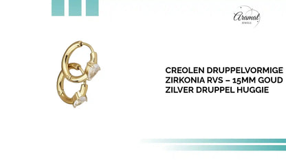 Creolen Druppelvormige Zirkonia RVS &ndash; 15mm Goud Zilver Druppel Huggie by@Outfy