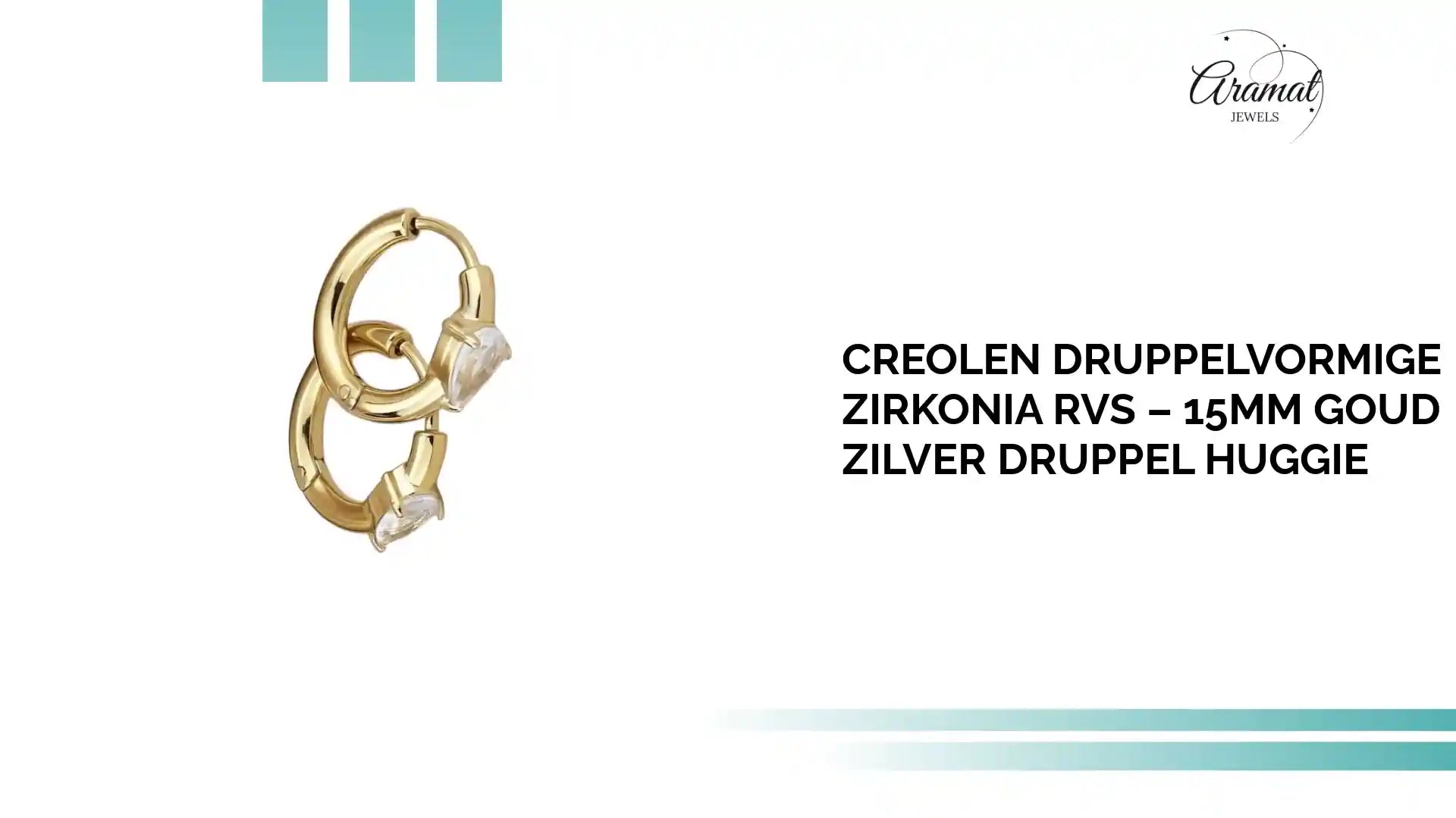 Creolen Druppelvormige Zirkonia RVS &ndash; 15mm Goud Zilver Druppel Huggie by@Outfy