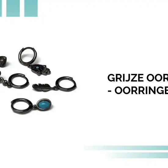 Grijze Oorbellen Set - oorringen setje by@Outfy