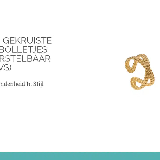 Open Ring Gekruiste Lijn met Bolletjes Reli&euml;f (Verstelbaar RVS) by@Outfy