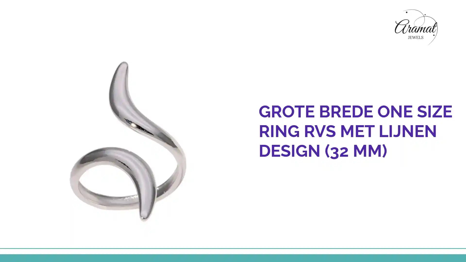 Grote Brede One Size Ring RVS met Lijnen Design (32 mm) by@Outfy