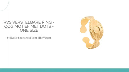 RVS Verstelbare Ring - Oog Motief met Dots - One Size by@Outfy