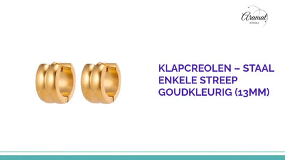 Klapcreolen &ndash; Staal Enkele Streep Goudkleurig (13mm) by@Outfy