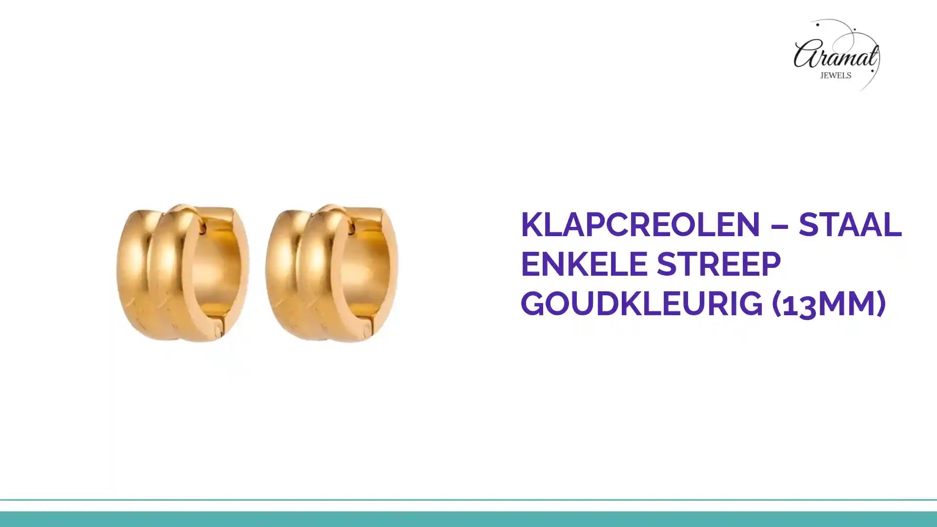 Klapcreolen &ndash; Staal Enkele Streep Goudkleurig (13mm) by@Outfy