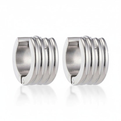 Oorringen – 13mm Mini Huggie Creolen Streep RVS Zilverkleur Unisex/Kind