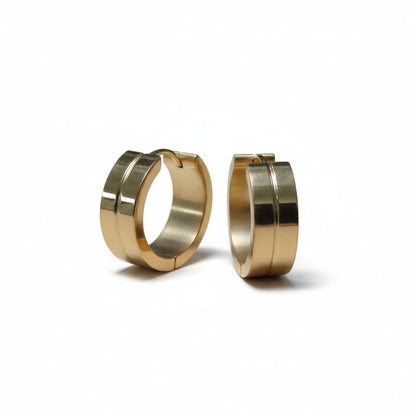 Oorringen – 20mm Creolen met Smalle Lijn RVS Goudkleur Unisex