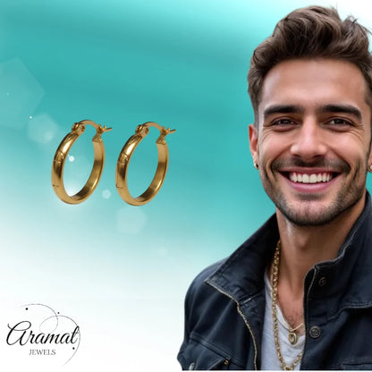 Oorringen – 20mm Creool Anker & Ster Motief RVS Goudkleur Dames