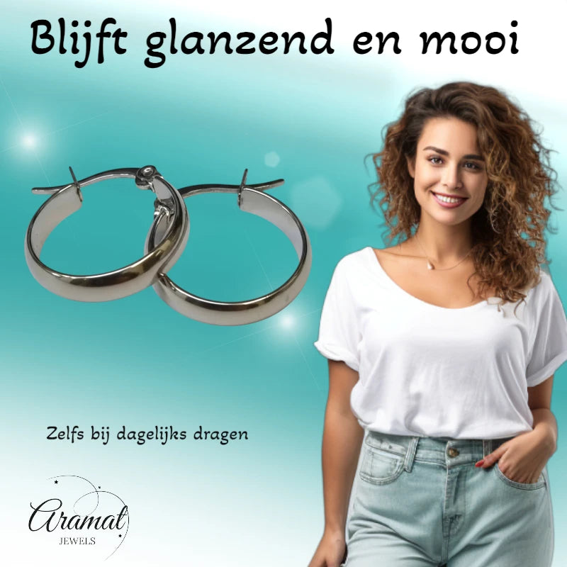 RVS Oorringen Zilverkleur Glad Glans 20mm – Must-Have