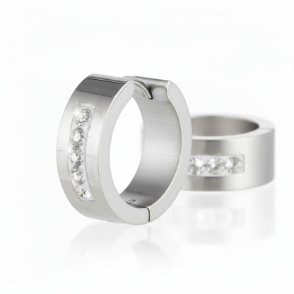 RVS Oorringen Kristal Streep Zilverkleur 20mm - Dames