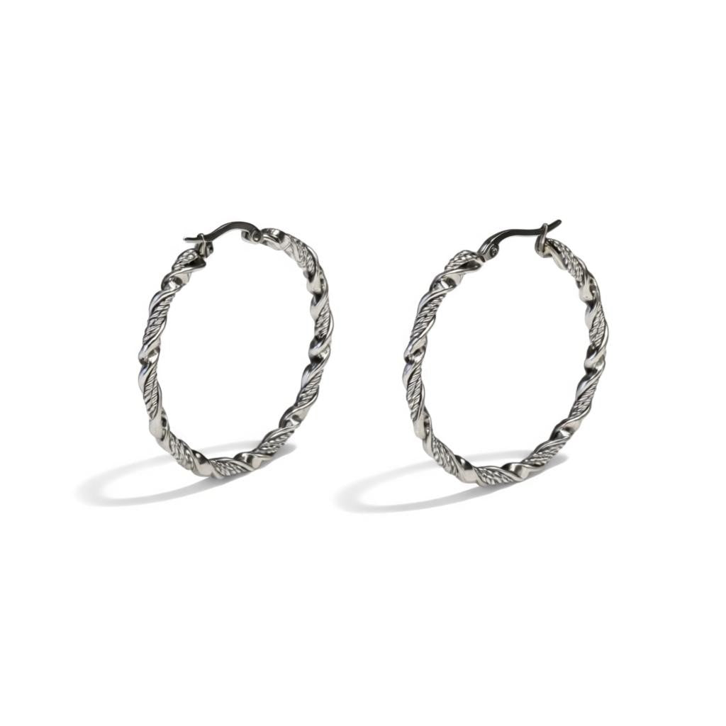 Oorringen – RVS Zilverkleur Twisted Design (30mm of 40mm)