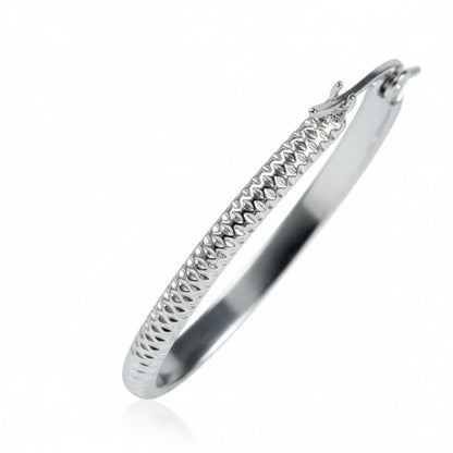 Oorringen – 20mm Creool Puntjes Patroon RVS Zilverkleur Dames