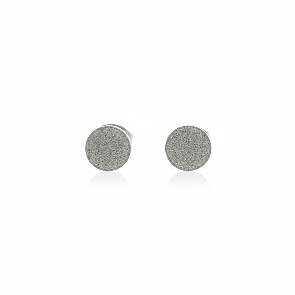 Oorbellen – 8mm Rond Sandblasted RVS Zilverkleur Unisex
