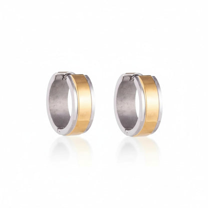 Oorringen – 20mm Bicolor Huggie Creolen Brede Streep RVS Unisex