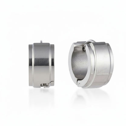 Oorringen – 13mm Mini Creool Opstaande Streep RVS Zilverkleur Unisex