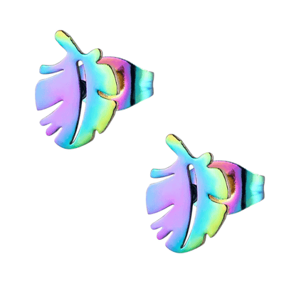 Regenboog blad oorbellen 9 mm - oor154 - Oorbellen kopen# - 9mm - alles - blad