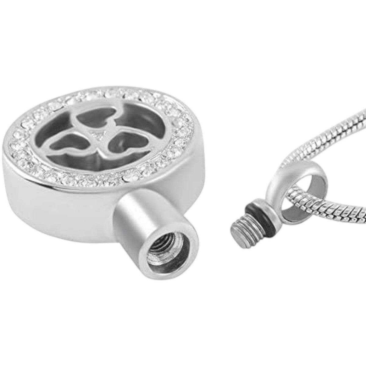 Ronde ashanger met 3 hartjes & kristalrand - Aramat Jewels - Gedenkhangers - cadeautip