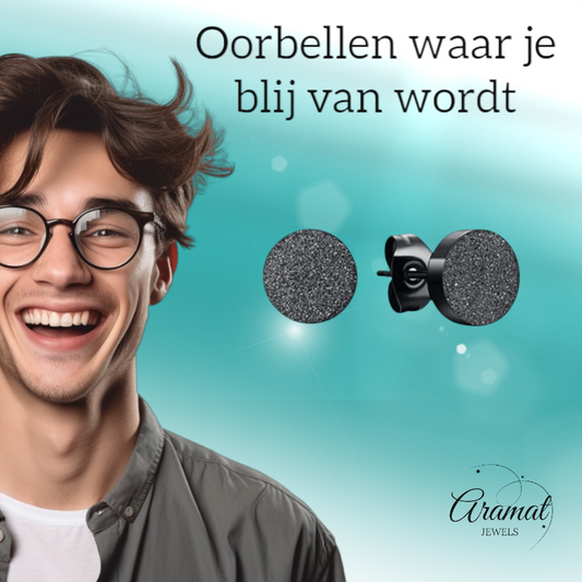 Matte Zwarte RVS Oorstekers 10mm