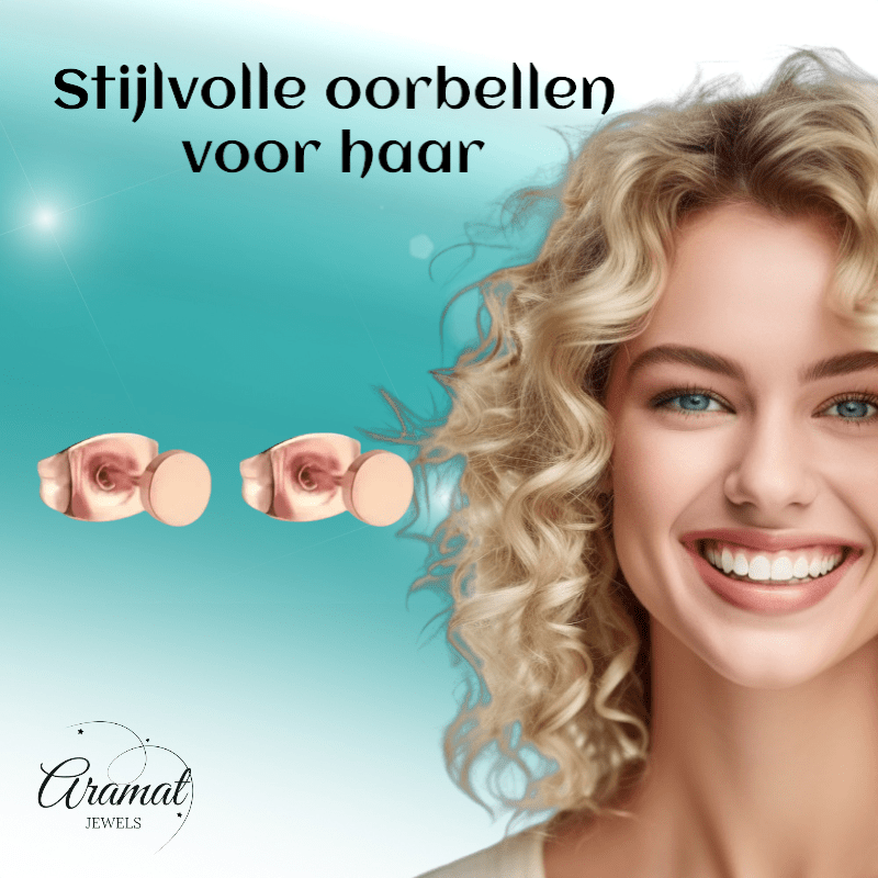 Rosekleurige Ronde Oorstekers RVS 4mm - Aramat Jewels - Oorbellen - cadeautip