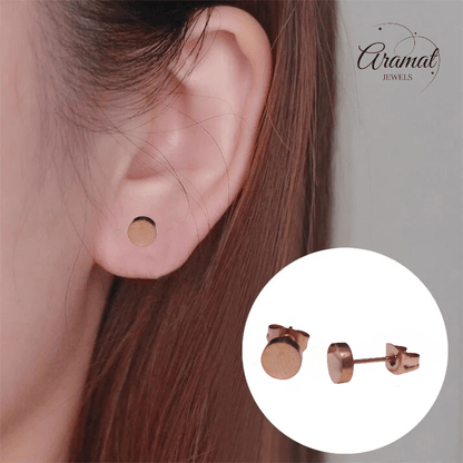 Rosekleurige Ronde Oorstekers RVS 6mm - Aramat Jewels - Oorbellen - cadeautip