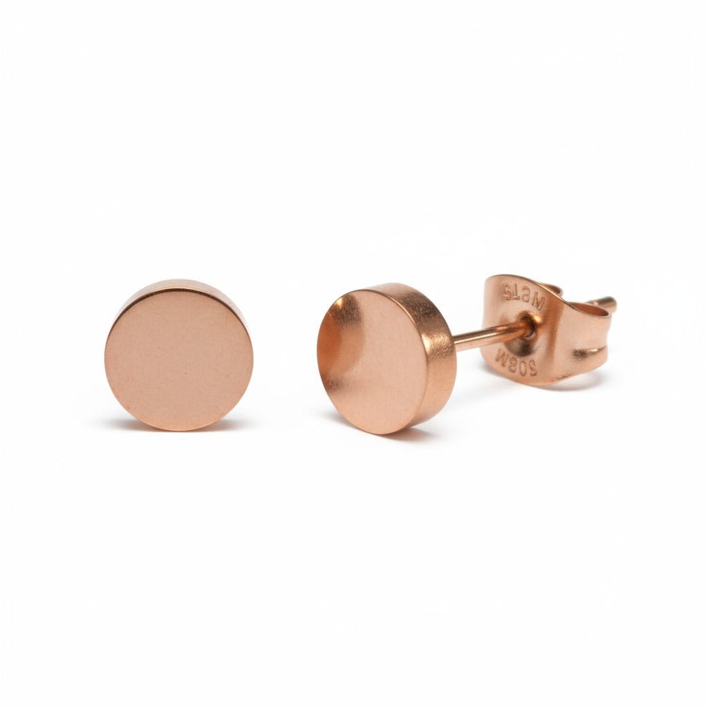 Rosekleurige Ronde Oorstekers RVS 6mm - Aramat Jewels - Oorbellen - cadeautip