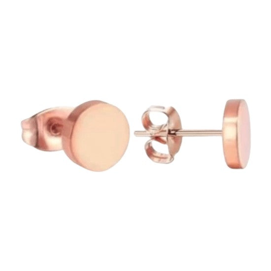 Rosekleurige Ronde Oorstekers RVS 8mm - Aramat Jewels - Oorbellen - cadeautip