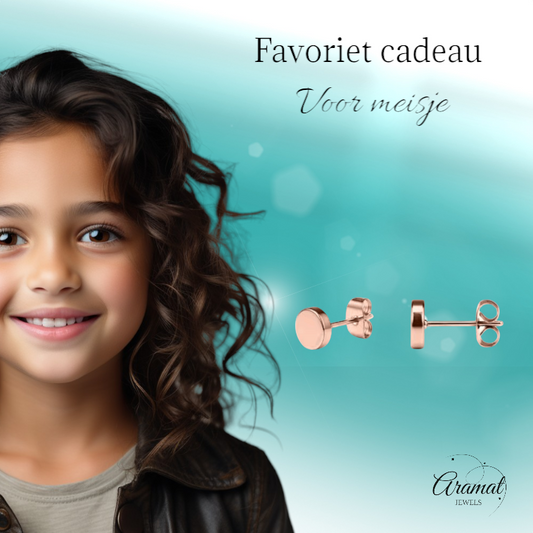 Rosekleurige Ronde Oorstekers RVS 3mm