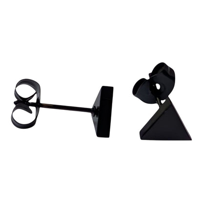 RVS Driehoek Oorbellen Zwart 7mm - Geometrische Oorstekers - Aramat Jewels - Oorbellen - cadeautip