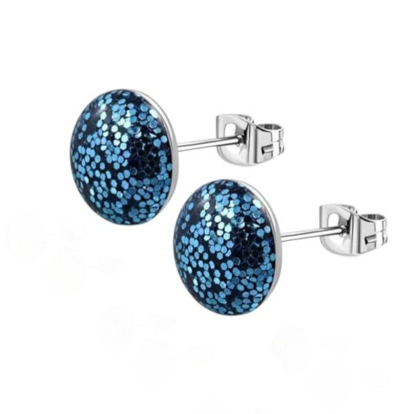 RVS Glitter Oorbellen 8mm Diverse Kleuren - Sprankelende Oorstekers - Aramat Jewels - Oorbellen - cadeautip