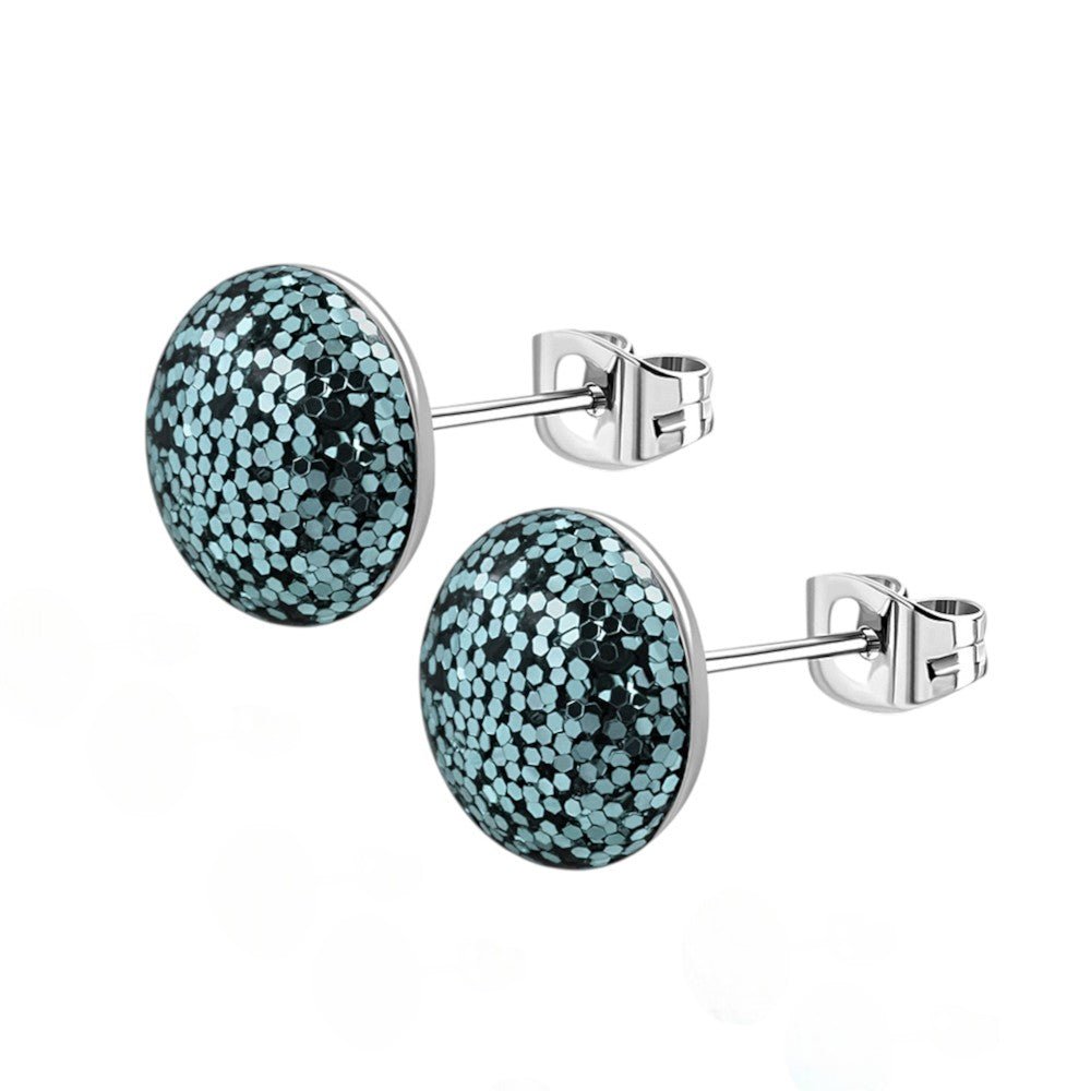 RVS Glitter Oorbellen 8mm Diverse Kleuren - Sprankelende Oorstekers - Aramat Jewels - Oorbellen - cadeautip