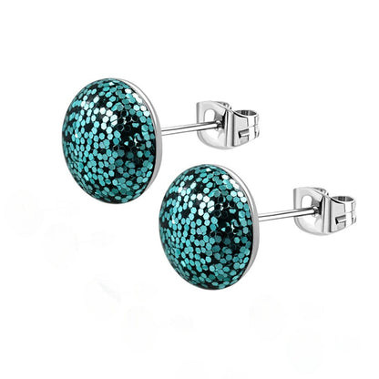RVS Glitter Oorbellen 8mm Diverse Kleuren - Sprankelende Oorstekers - Aramat Jewels - Oorbellen - cadeautip