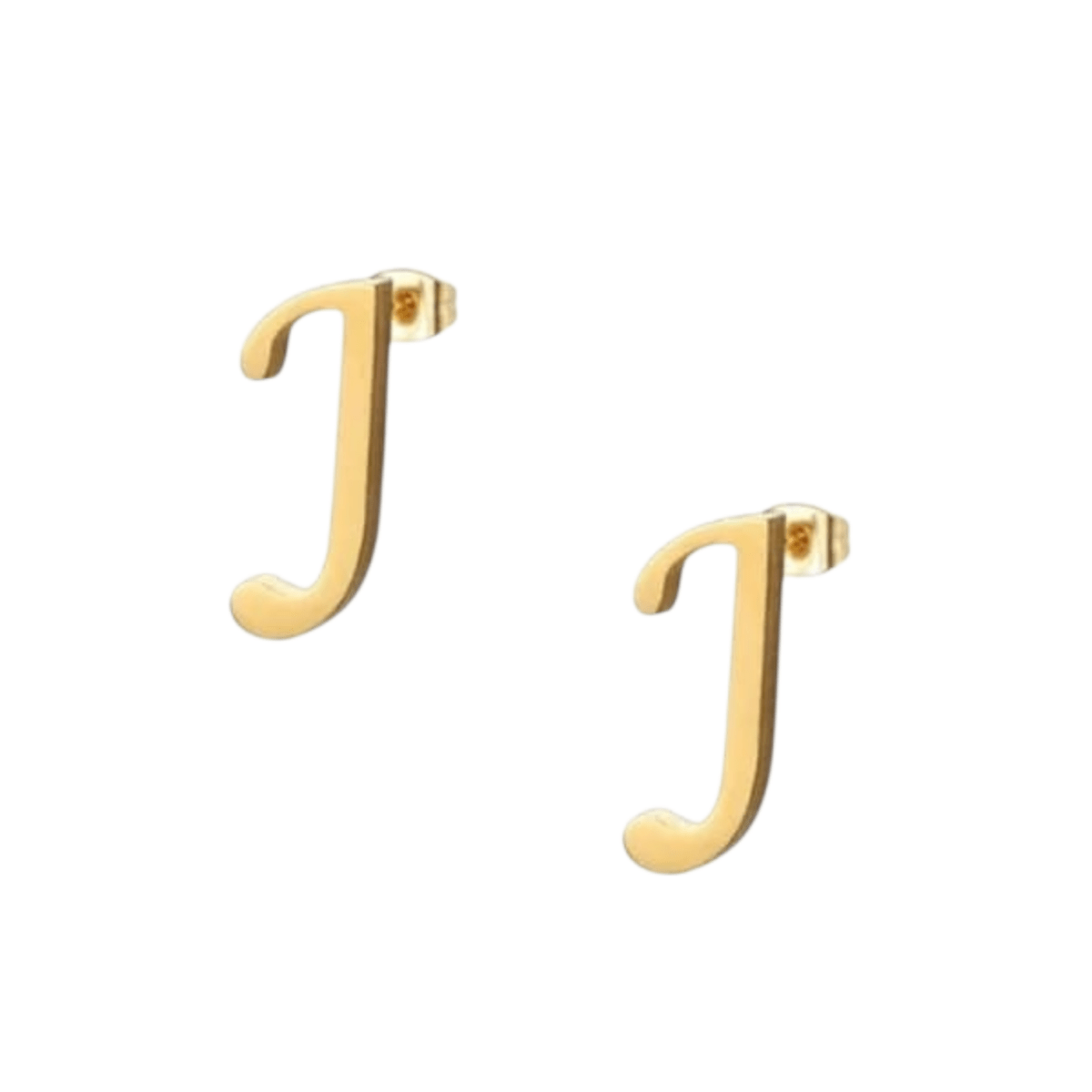 RVS letter J oorstekers goudkleurig - Aramat Jewels - Oorbellen - cadeautip