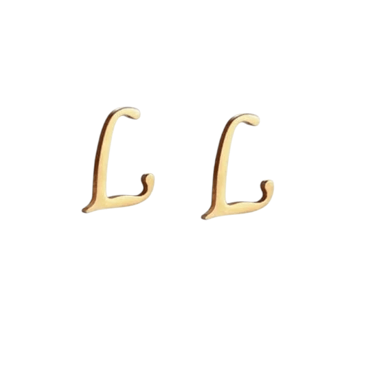 RVS letter L oorstekers goudkleurig - Aramat Jewels - Oorbellen - cadeautip