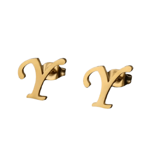RVS Letter Y Oorbellen Goudkleurig – Initiaal - Aramat Jewels - Oorbellen - cadeautip