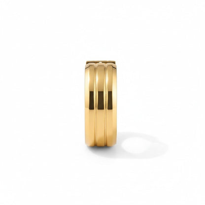 Rvs Oorringen met Dubbele Strepen goudkleur - Aramat Jewels - Oorringen - cadeautip