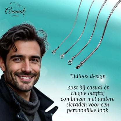 RVS Slangenketting Zilverkleur 45 - 60cm - Soepele Schakelketting Dames - Aramat Jewels - Halskettingen - cadeautip