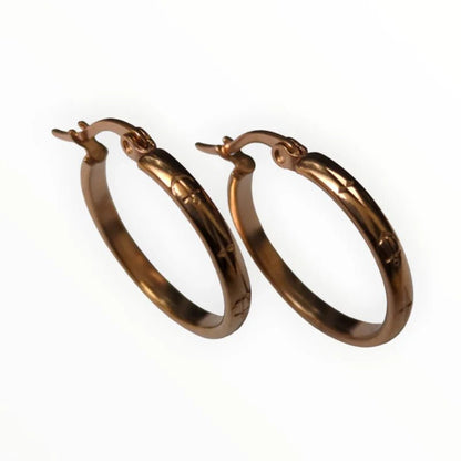 Oorringen – 20mm Creool Anker Motief RVS Roségoudkleur Dames