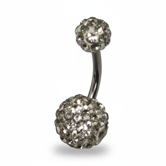 Shamballa Navelpiercing met Transparante kristallen - Aramat Jewels - RVS Sieraden - Piercings - cadeautip
