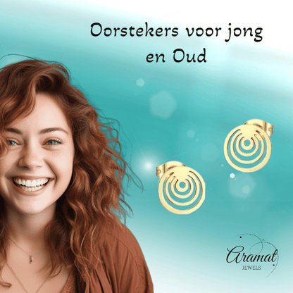 Spiraal Cirkel Oorbellen Goudkleur – 10mm - Aramat Jewels - Oorbellen - cadeautip