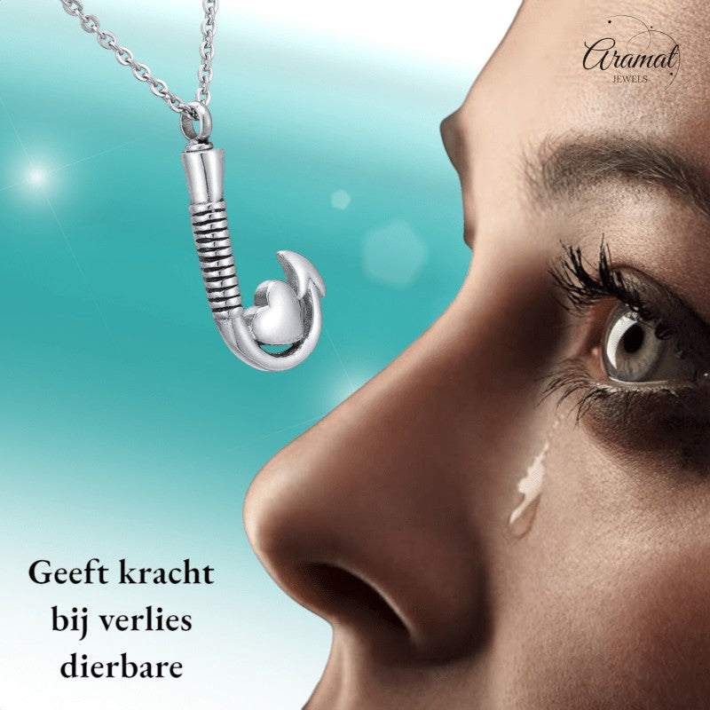 Stalen Ashanger Vishaak met Hartje - Zilverkleur & Zwarte Strepen - hang1334 - Gedenkhangers kopen# - 40mm - alles - ashangers