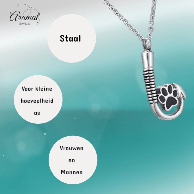 Stalen Ashanger Vishaak met Pootje - Zilverkleur & Zwart - hang585 - Gedenkhangers kopen# - 40mm - alles - ashangers