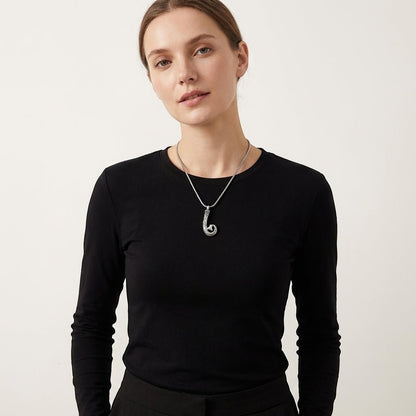 Stalen Ashanger Vishaak - Zilverkleur & Zwart - Aramat Jewels - Gedenkhangers - cadeautip